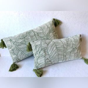 Palm Leaf Tassel Throw Pillows Set of Two